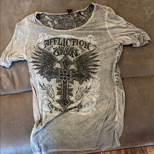Affliction Gray Graphic Women's Top